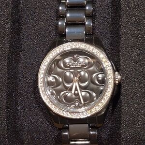 Coach Crystal-Accent Black Ceramic Bracelet Watch